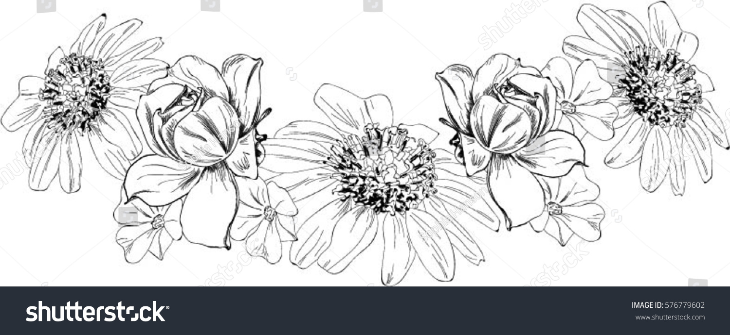 black white floral vector wreath footer stock vector royalty free floral header design
