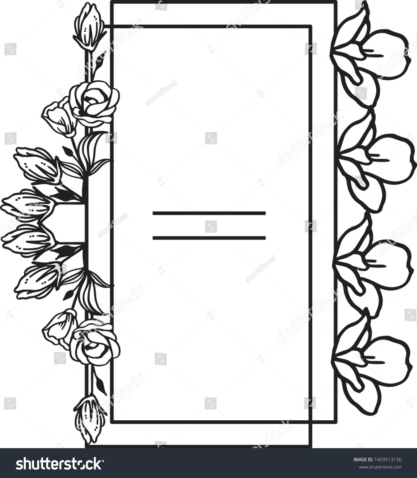 Black White Flower Frame Motif Vector Stock Vector (Royalty Free ...