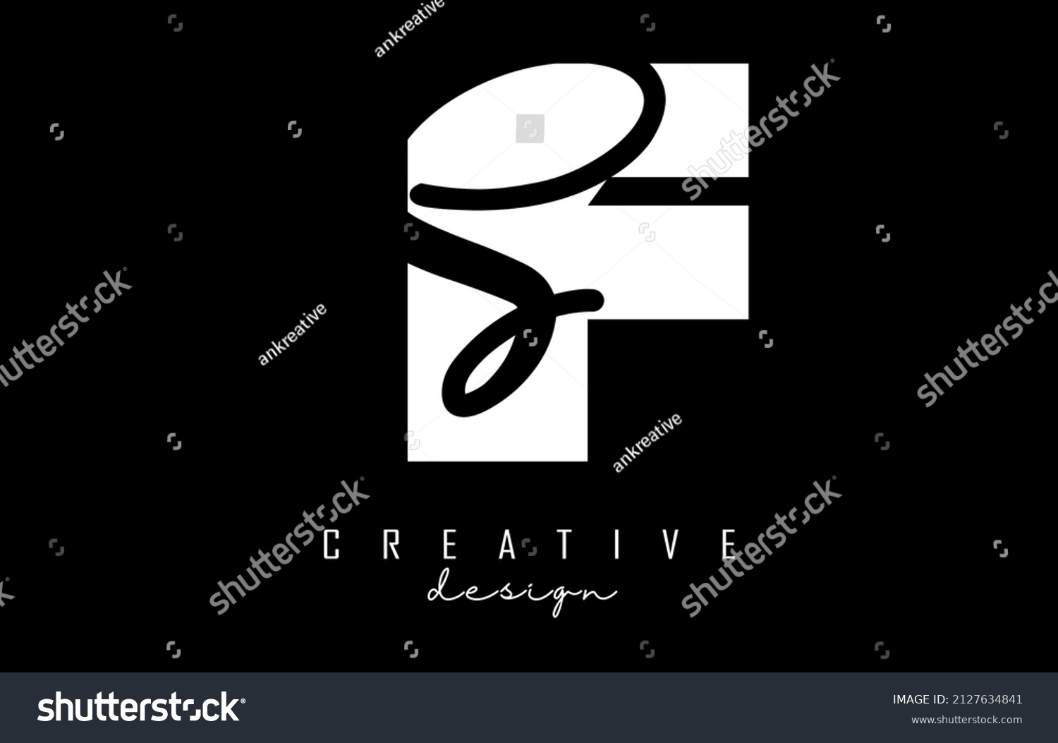 Black White Fs Letters Logo Negative Stock Vector (royalty Free 