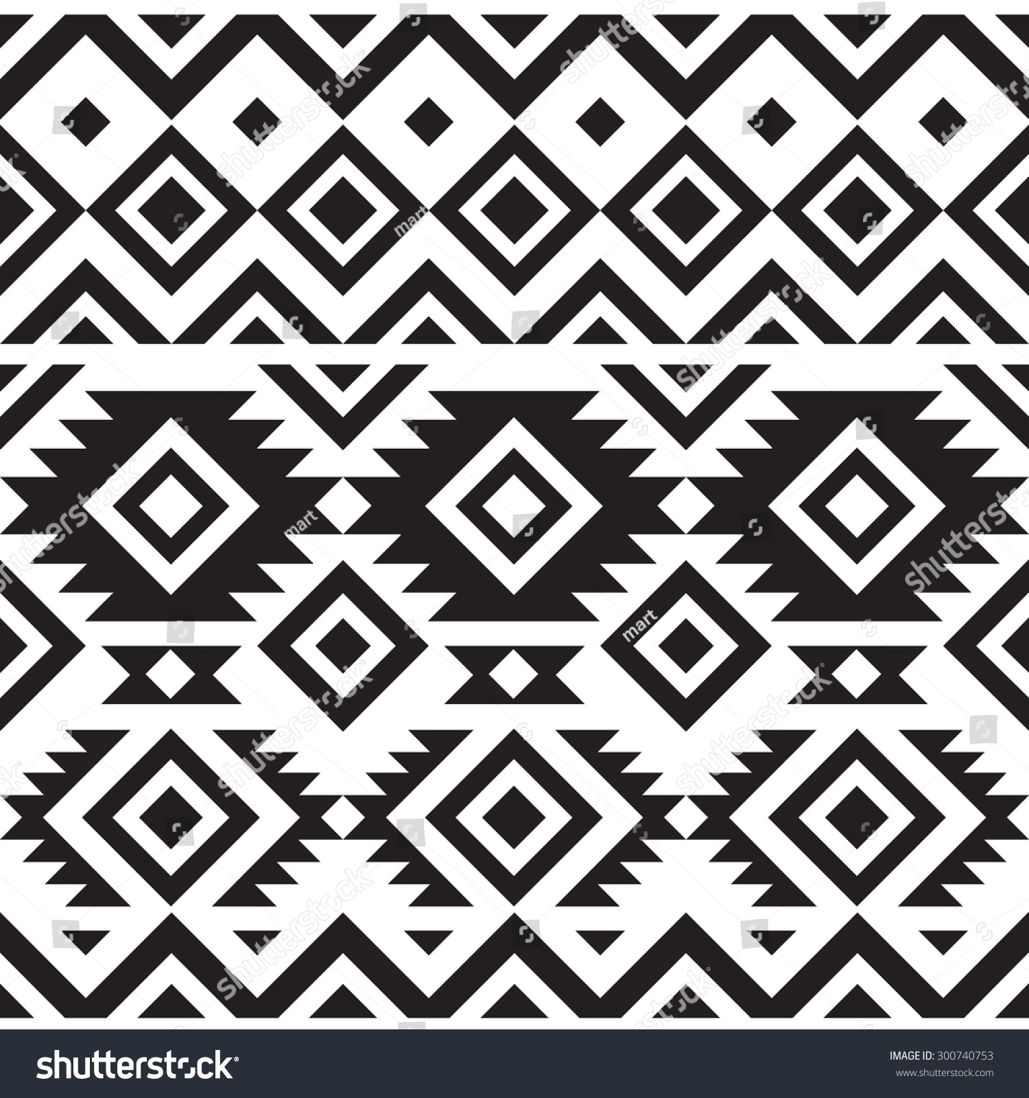 Black White Geometry Tribal Seamless Pattern Stock Vector (Royalty Free ...