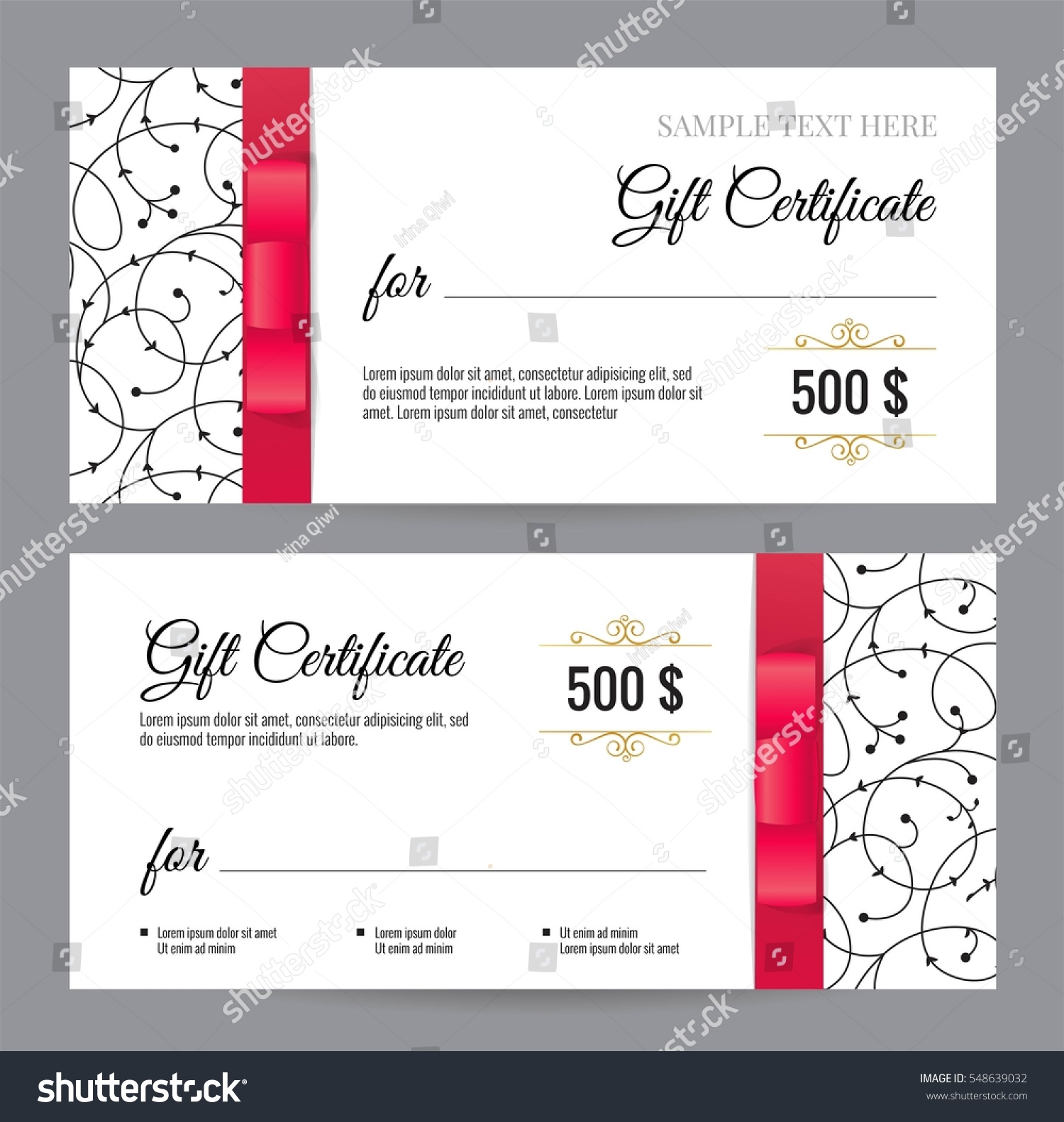 black white gift voucher template floral stock vector royalty free
