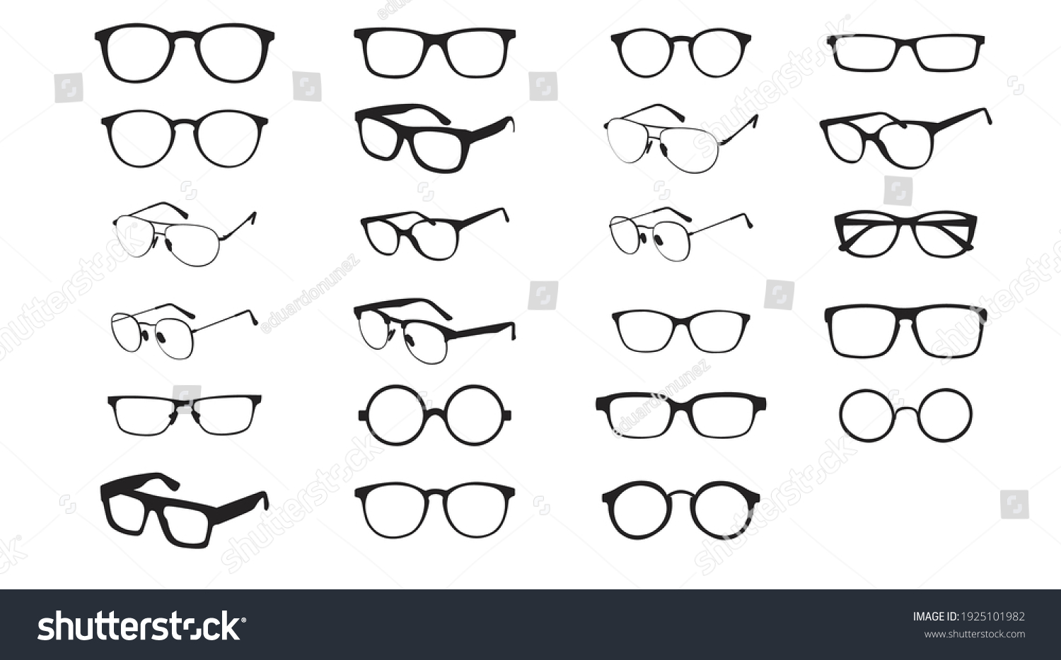 Black White Glasses Frames Vector Isolated Stock Vector (Royalty Free ...