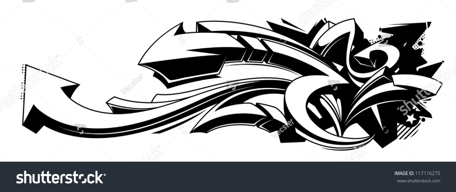 Black White Graffiti Background Horizontal Graffiti Stock Vector