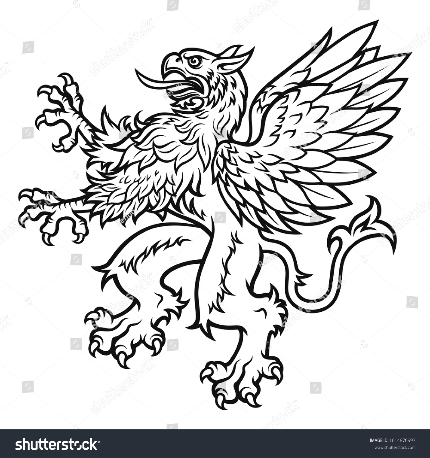 Black White Griffin Vector Illustration Stock Vector (Royalty Free ...