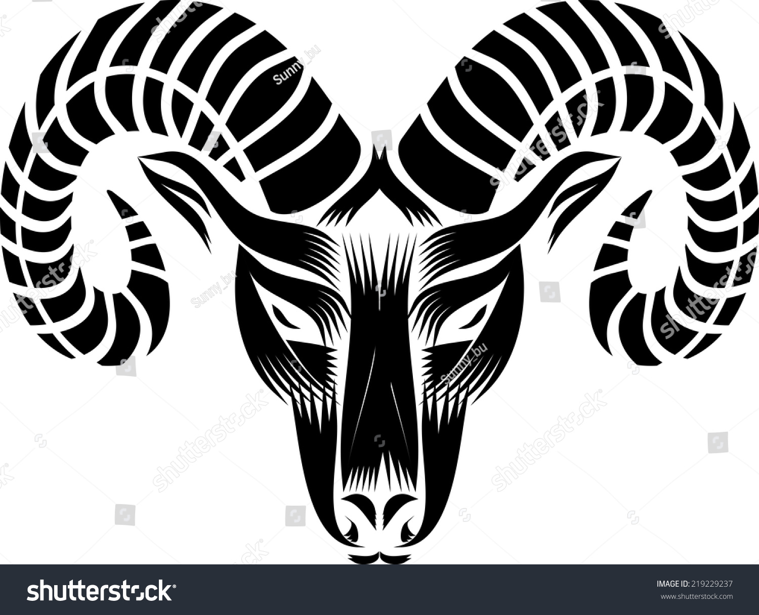 Black White Head Goat Stock Vector 219229237 - Shutterstock