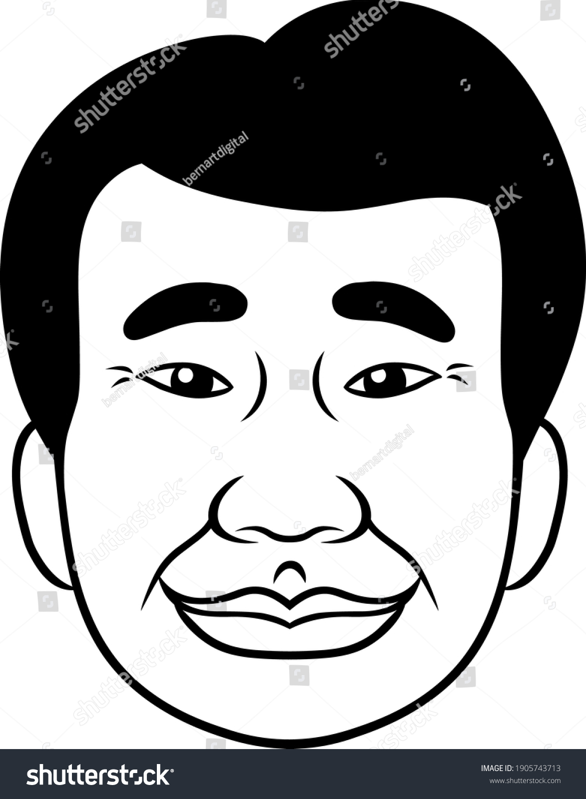 Black White Head Vector Drawing Japanese Stock Vector (Royalty Free ...