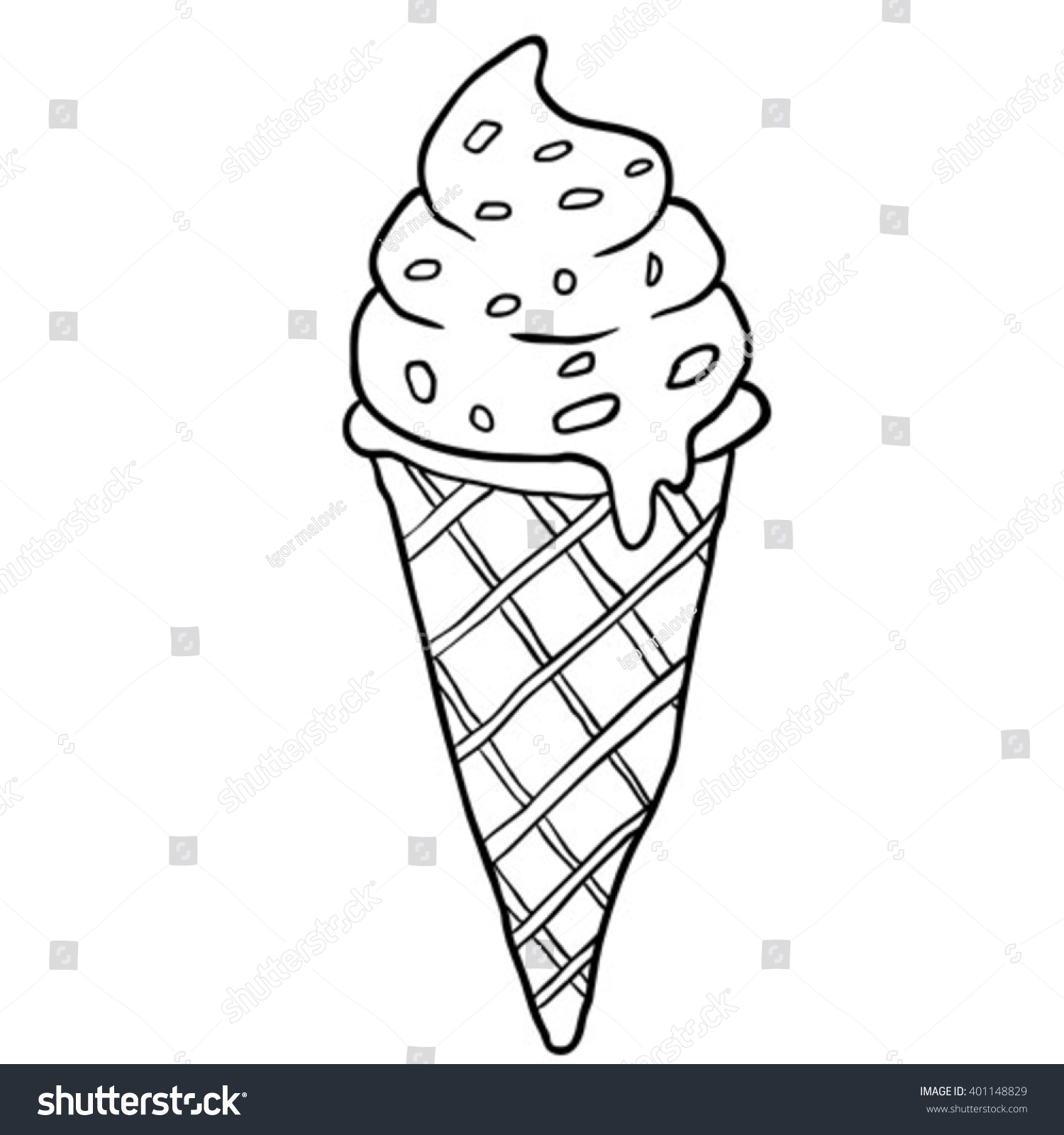 Black White Ice Cream Cartoon Stock Vector 401148829 - Shutterstock