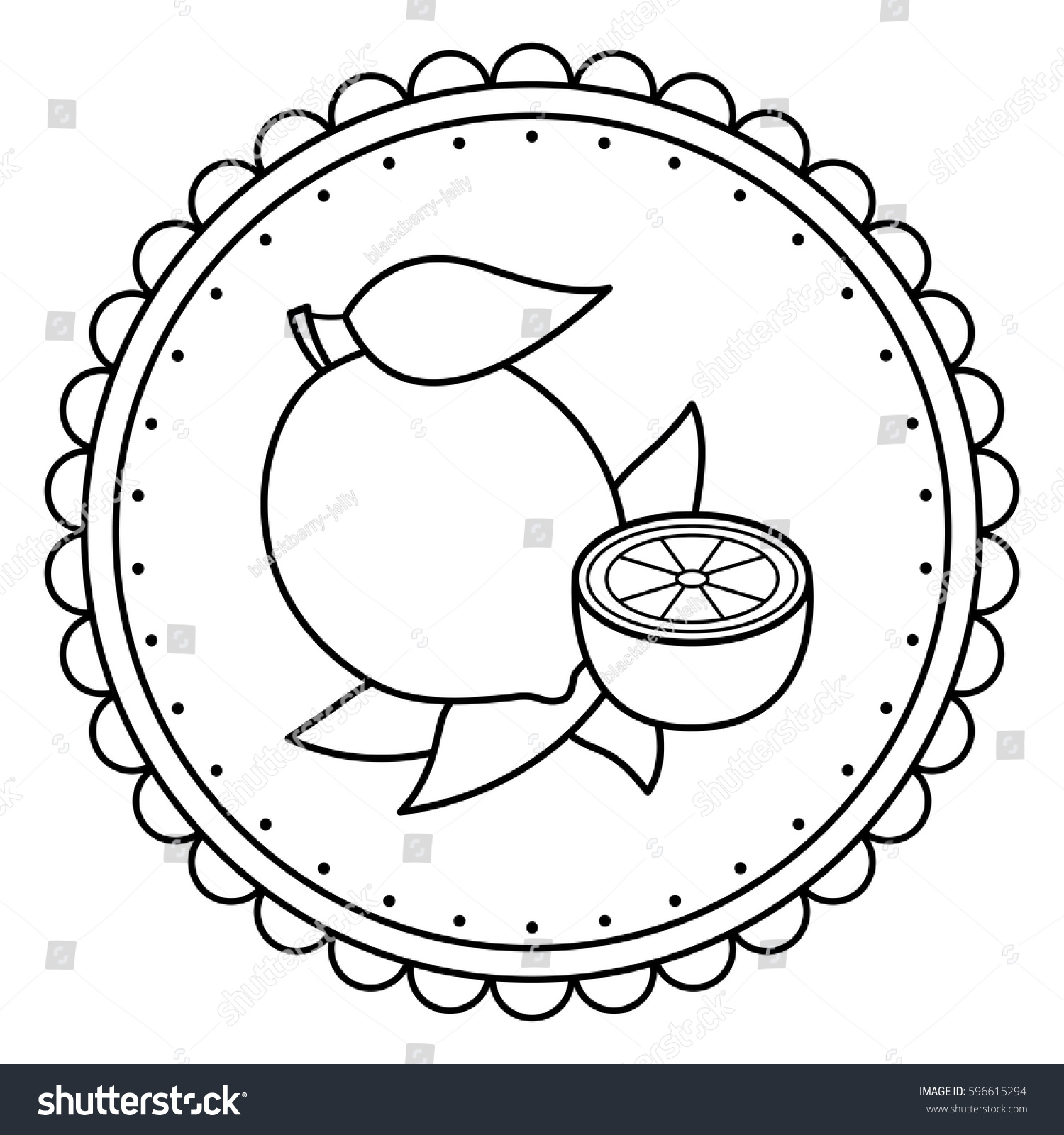 Black White Illustration Lemon Coloring Page Stock Vector (Royalty Free