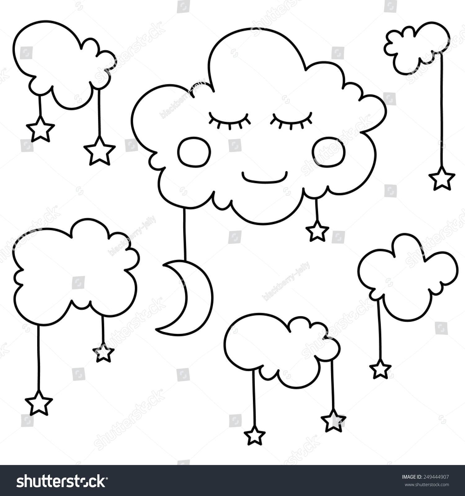 Black White Illustration Clouds Vector Stock Vector (Royalty Free ...