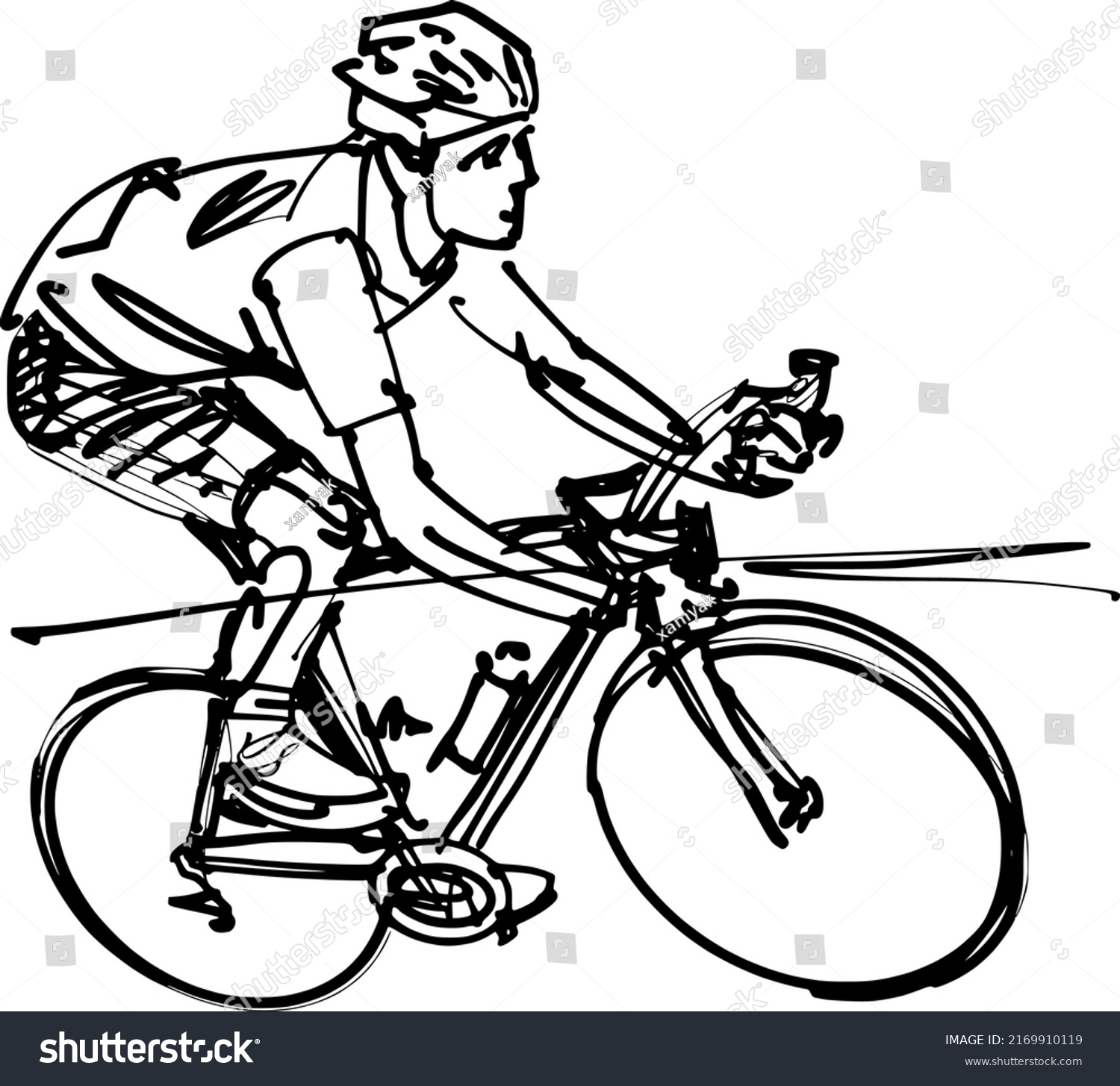 Black White Illustration Bicycle Rider Silhouettes Stock Vector ...