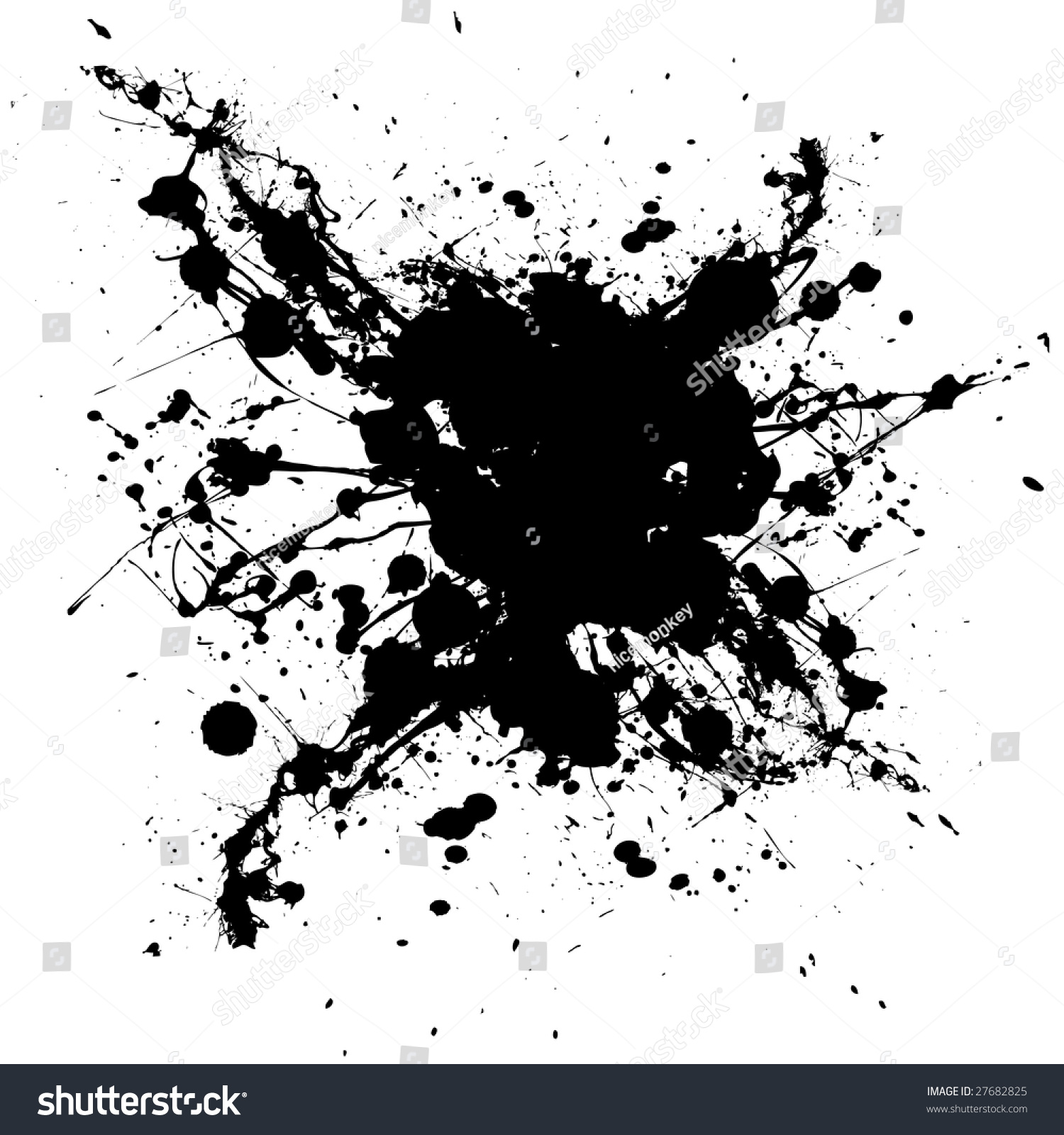 Black And White Ink Splat With Random Shapes And Dirty Grunge Effect ...