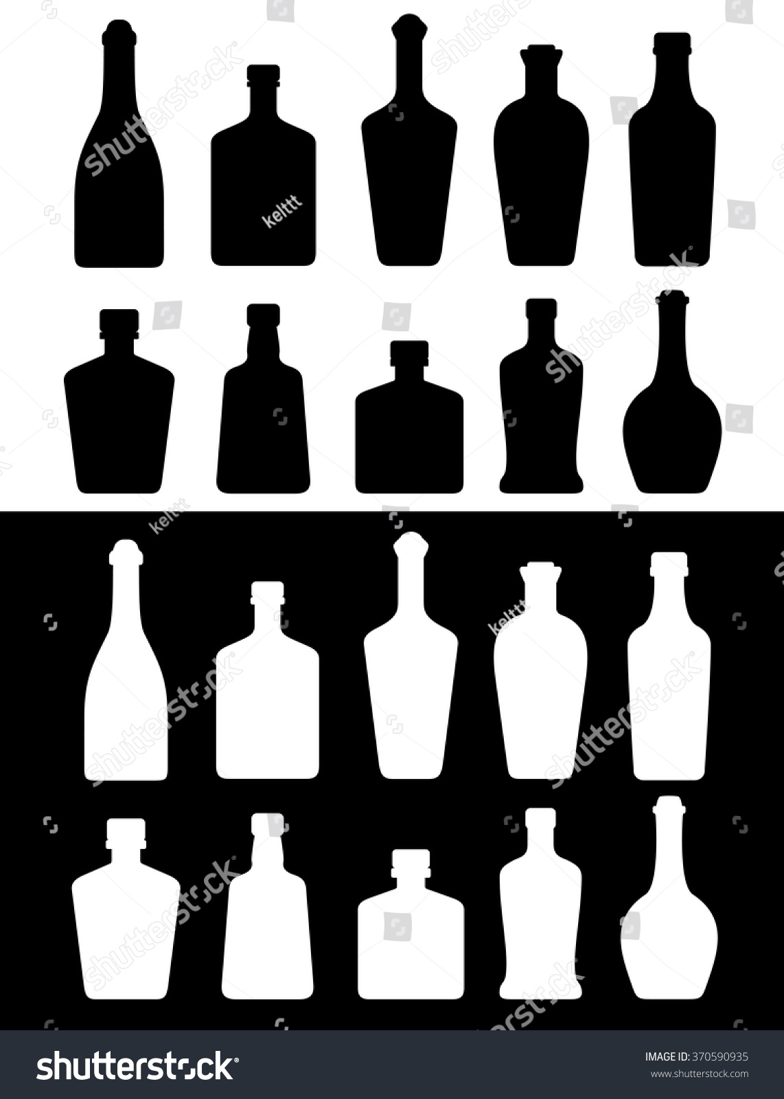 Black And White Isolated Bottles Silhouette Set Stock Vector ...