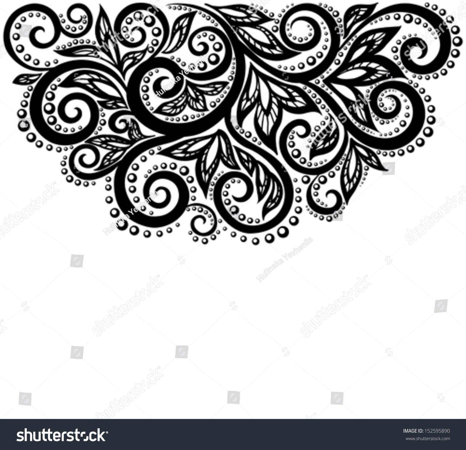 Black And White Lace Flowers And Leaves Isolated On White. Floral ...