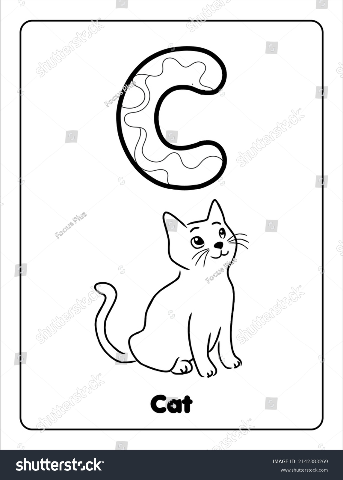 Black White Letter C Cat Coloring Stock Vector (Royalty Free ...