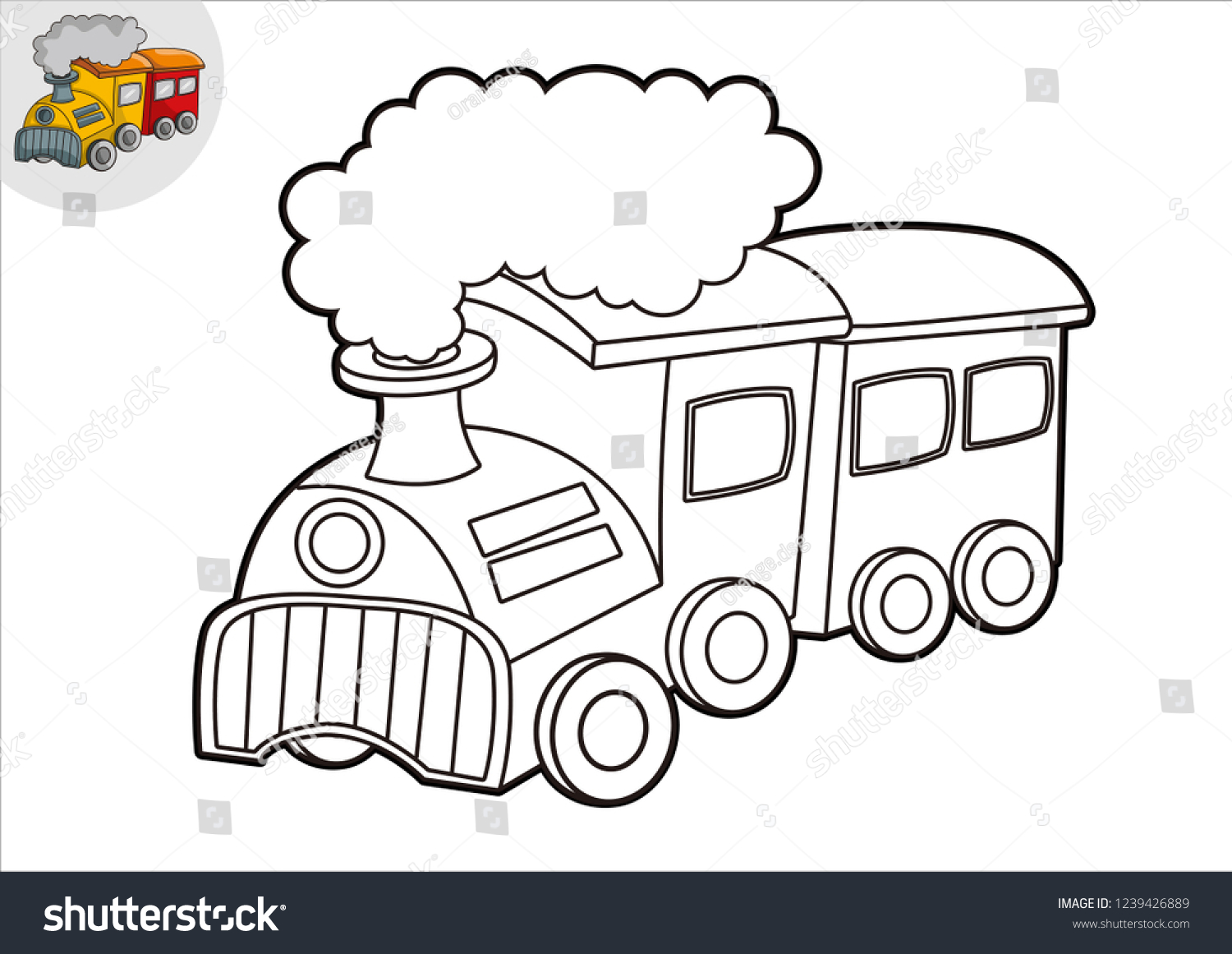 Black White Line Art Train Coloring Stock Vector (Royalty Free ...