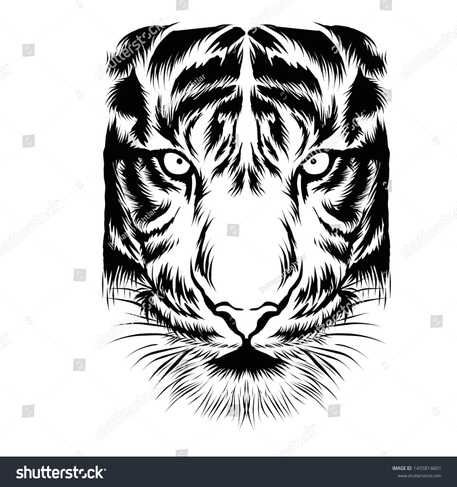 Black White Lion Face Vector Illustration Stock Vector (Royalty Free