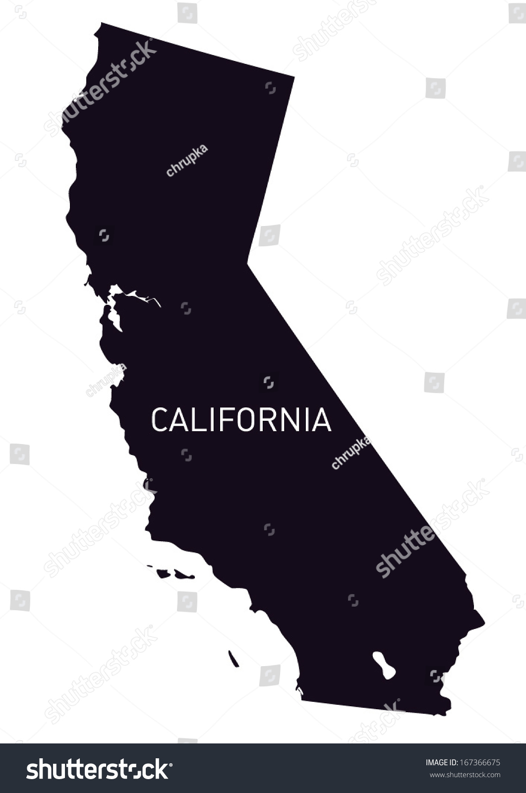 Black White Map California Stock Vector Royalty Free 167366675