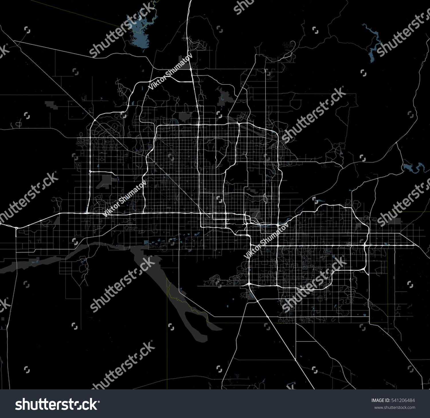 Black White Map Phoenix City Arizona Stock Vector (Royalty Free ...