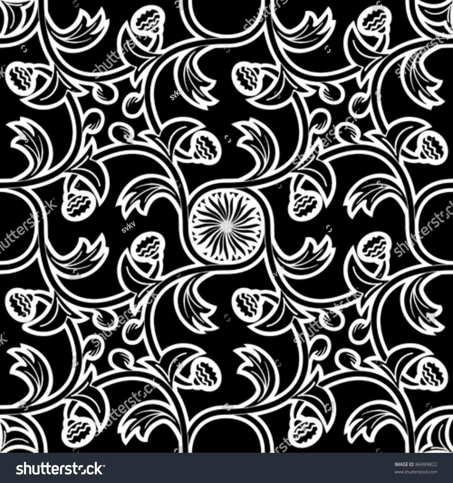 Black White Medieval Styled Decorative Pattern Stock Vector (Royalty ...
