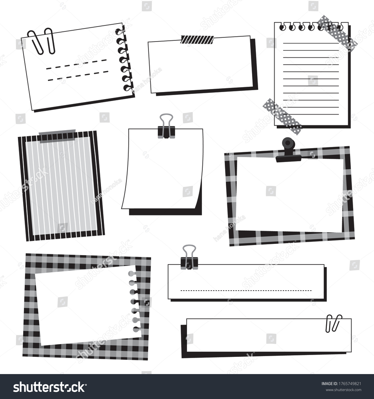 Black White Memo Papers Stock Vector (Royalty Free) 1765749821