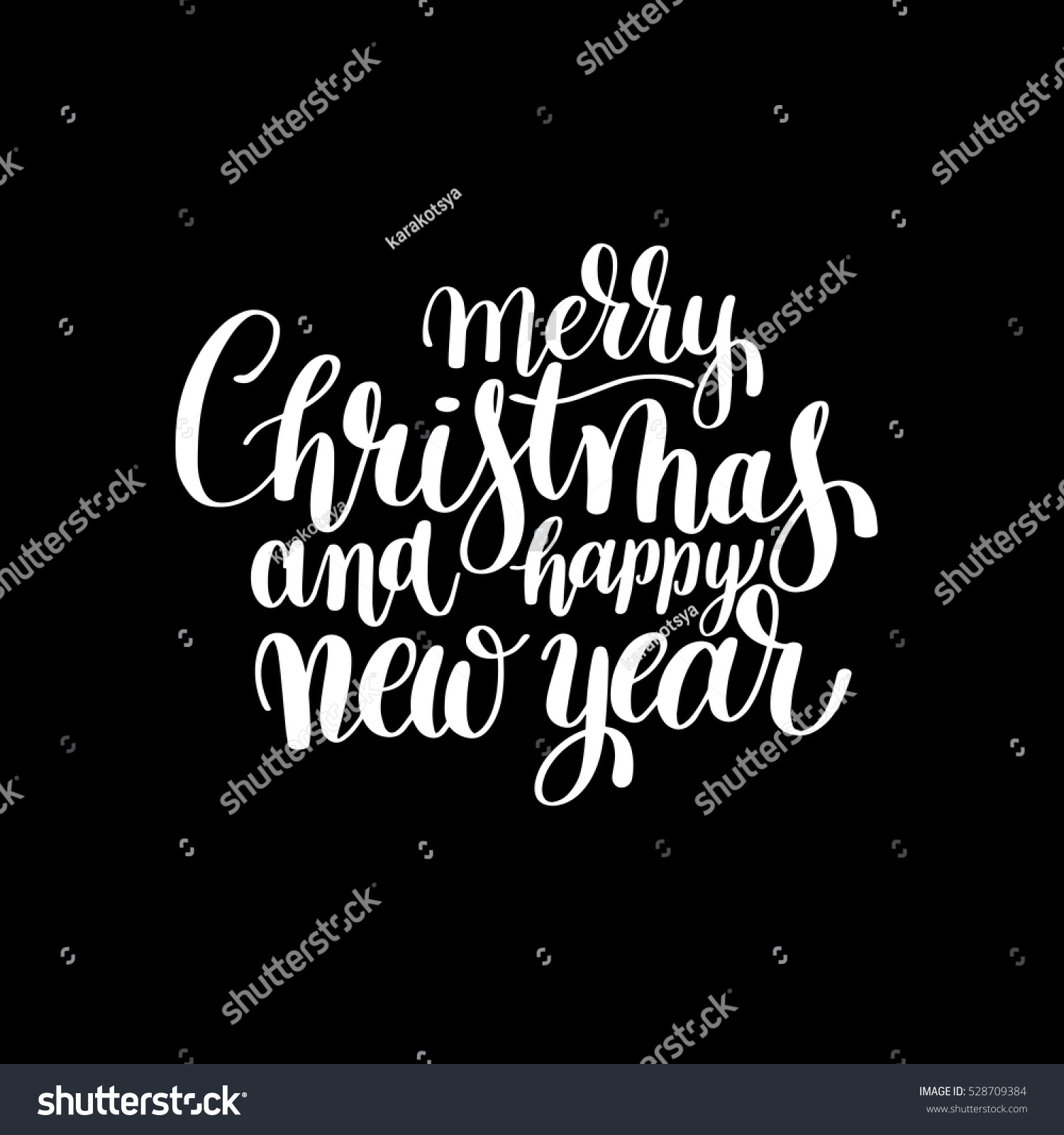 Black White Merry Christmas Happy New Stock Vector (Royalty Free) 528709384