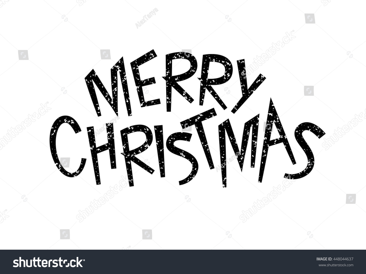 Black White Merry Christmas Text Handwritten Stock Vector (Royalty Free