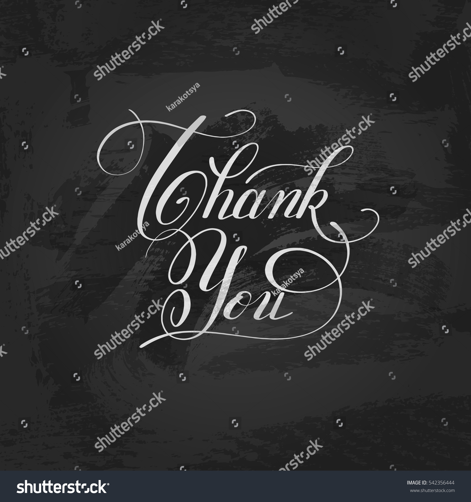 Black White Modern Calligraphy Thank You Stock Vector (Royalty Free