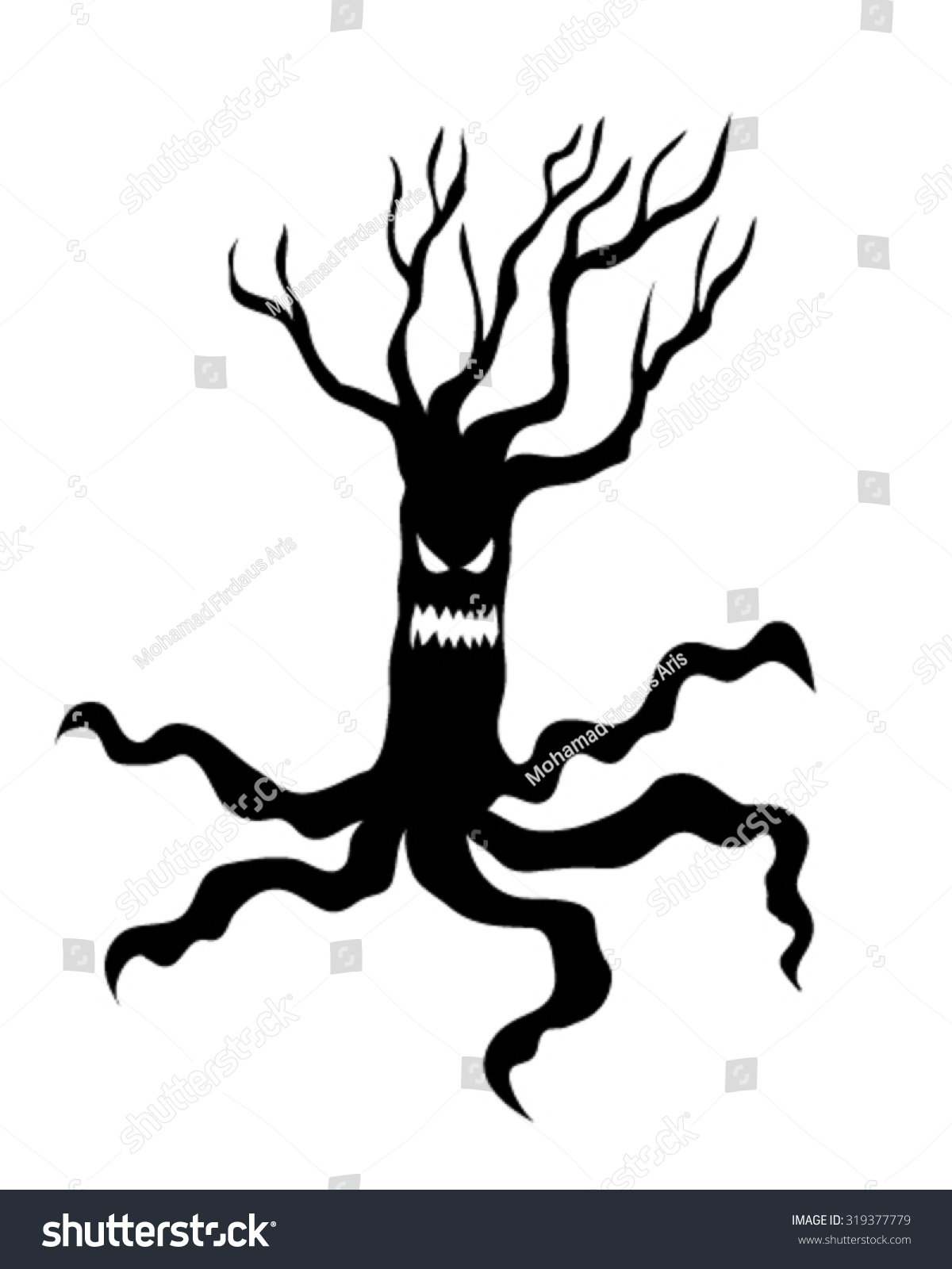 Black White Monster Tree Stock Vector Royalty Free Shutterstock