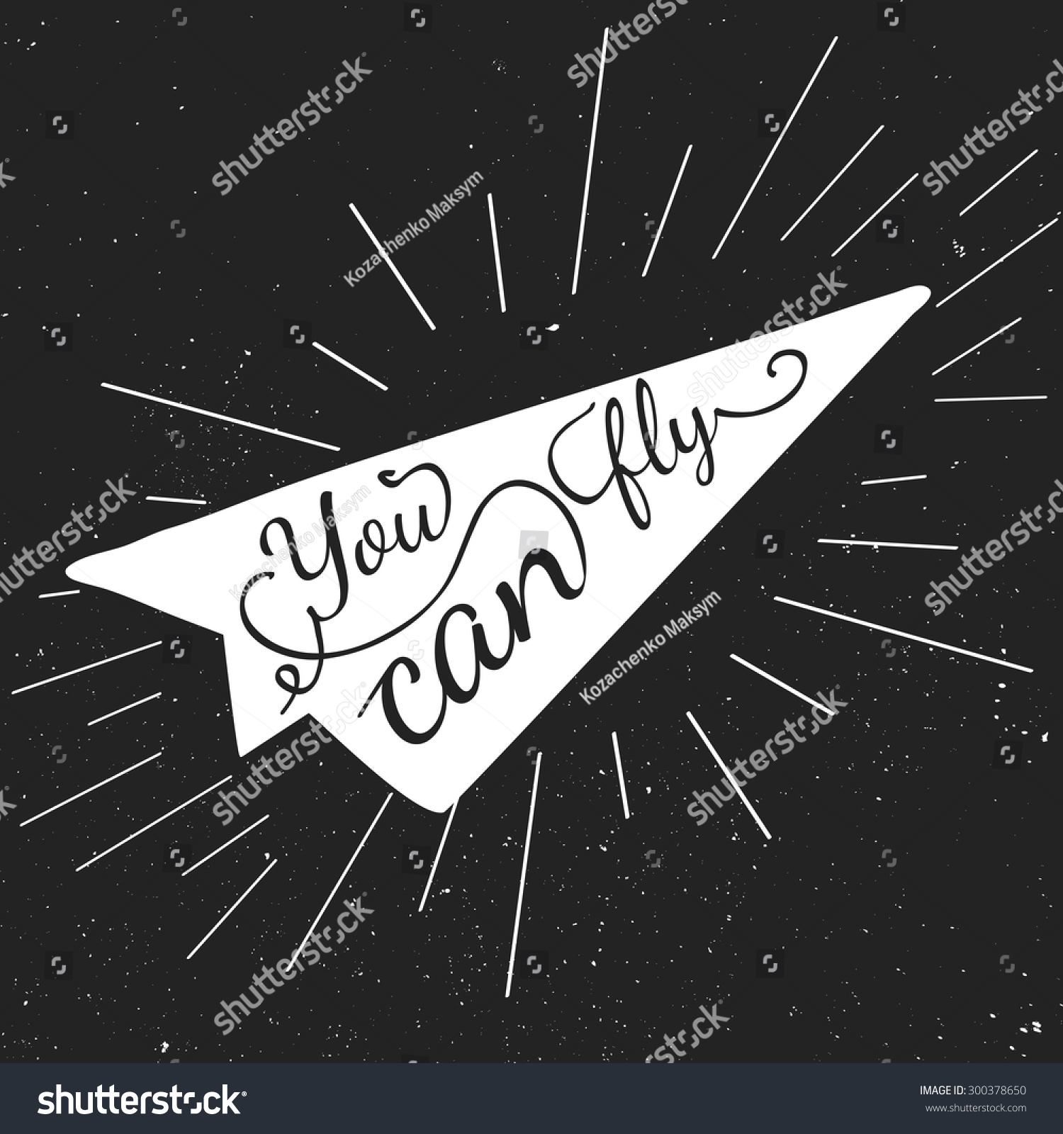 Black White Motivational Posters Vintage Style Stock Vector (Royalty