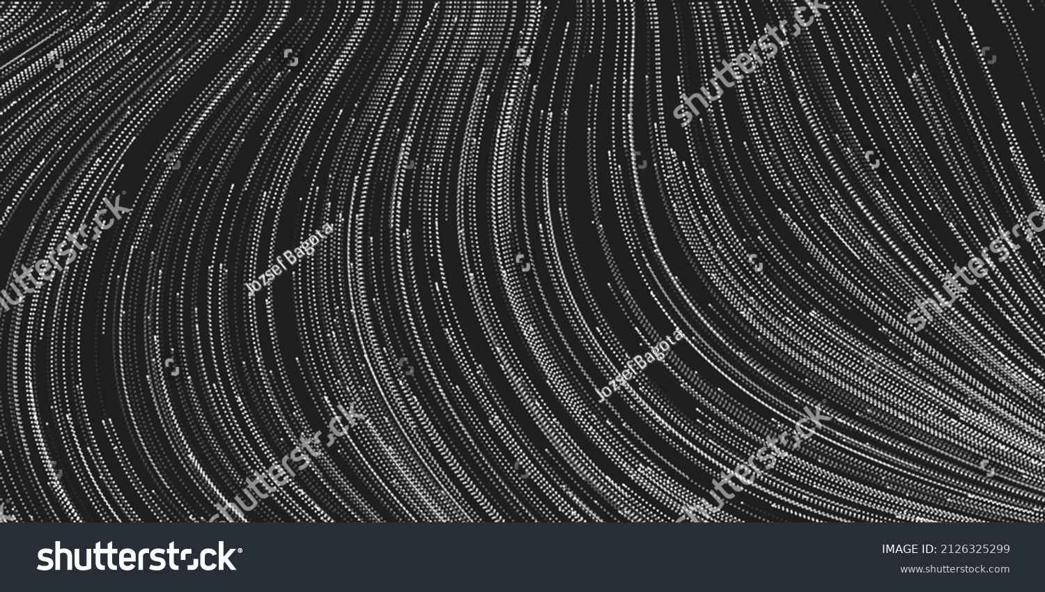 SVG of Black and White Moving Particles in Curving Lines - Modern Style Striped Pattern, Digitally Generated Dark Futuristic Abstract Geometric Background Design in Editable Vector Format svg