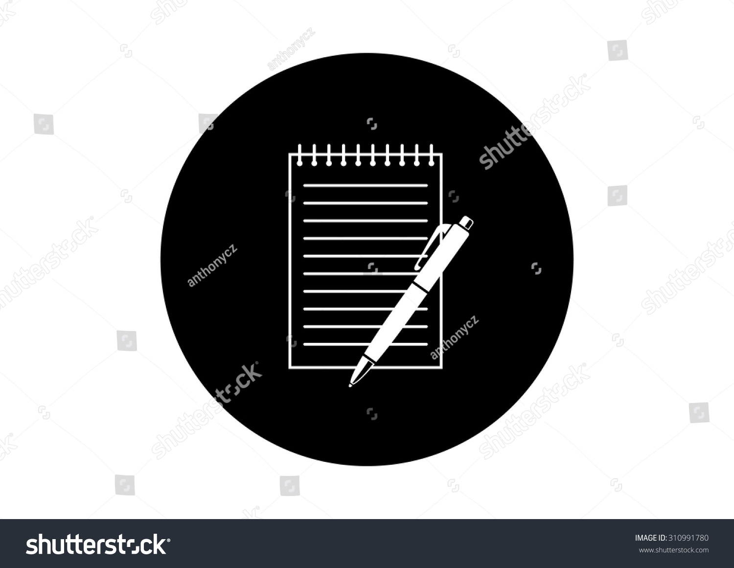 Black White Notepad Icon On White Stock Vector Royalty Free