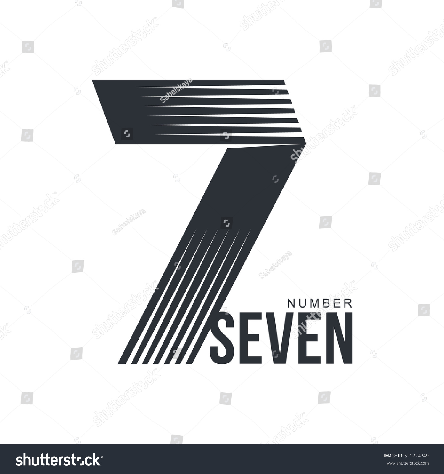 Black White Number Seven Logo Template Stock Vector (Royalty Free ...