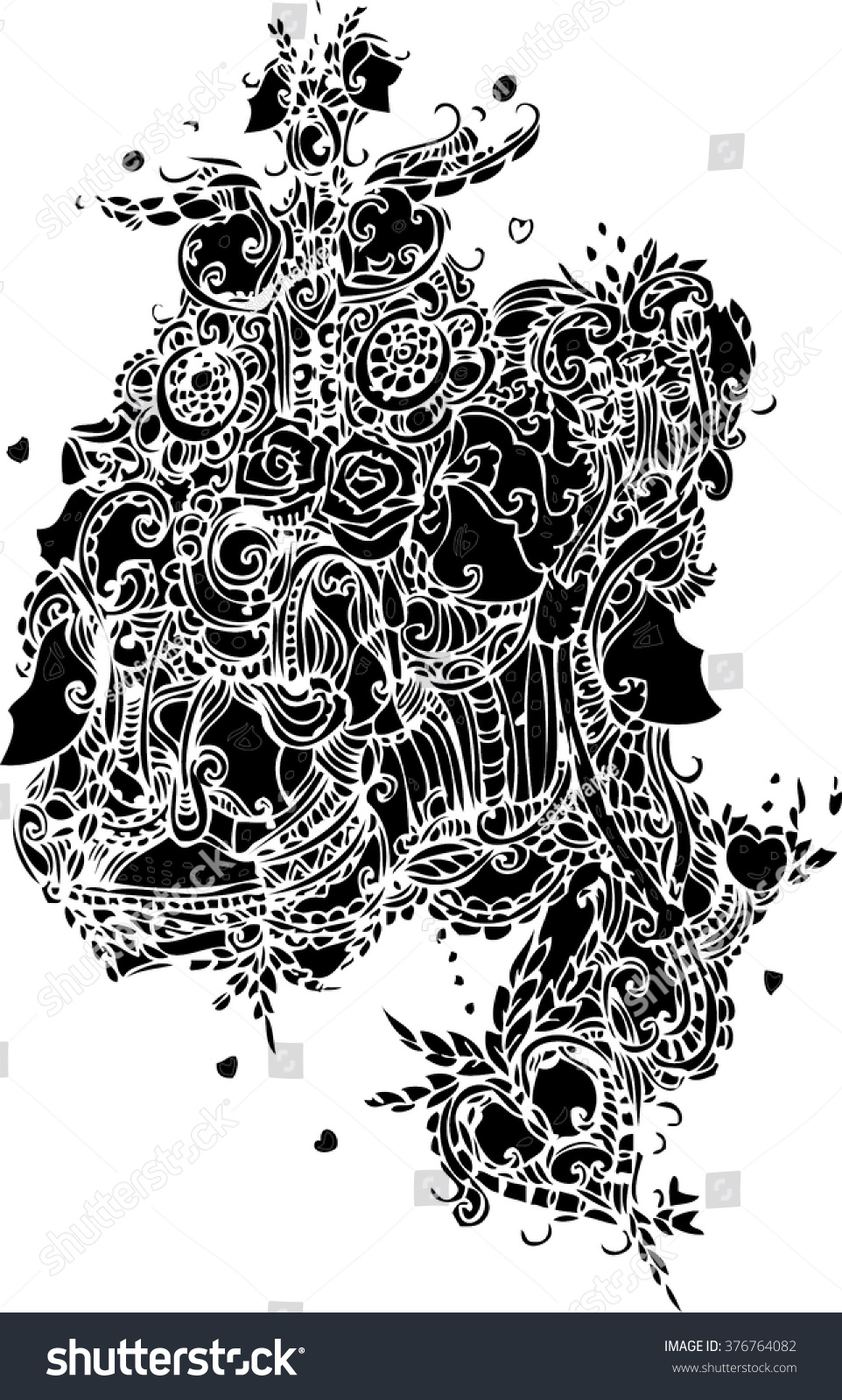 Black And White Of Line Art Design Stock Vector 376764082 : Shutterstock