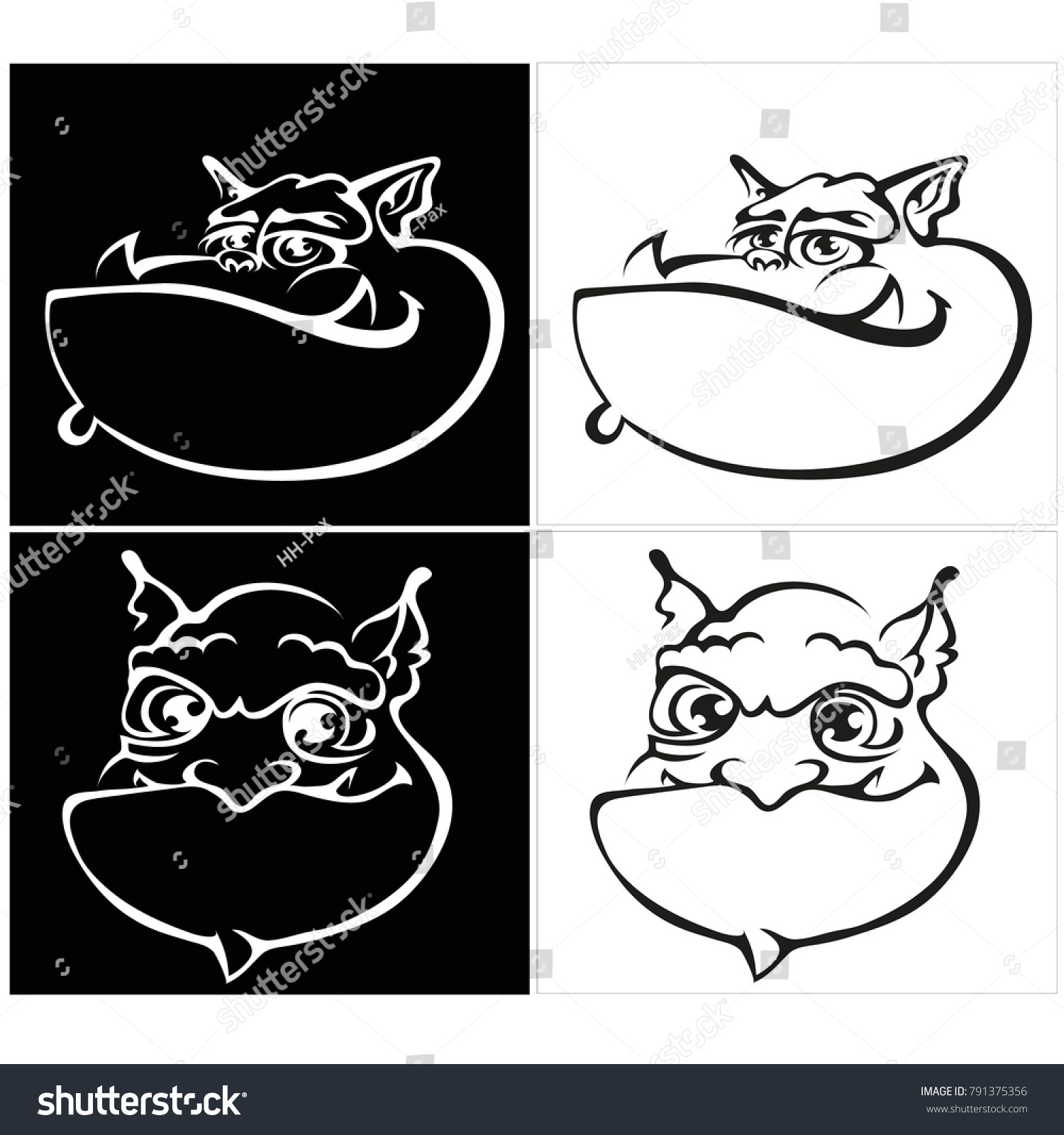 Black White Orc Character Stock Vector (Royalty Free) 791375356