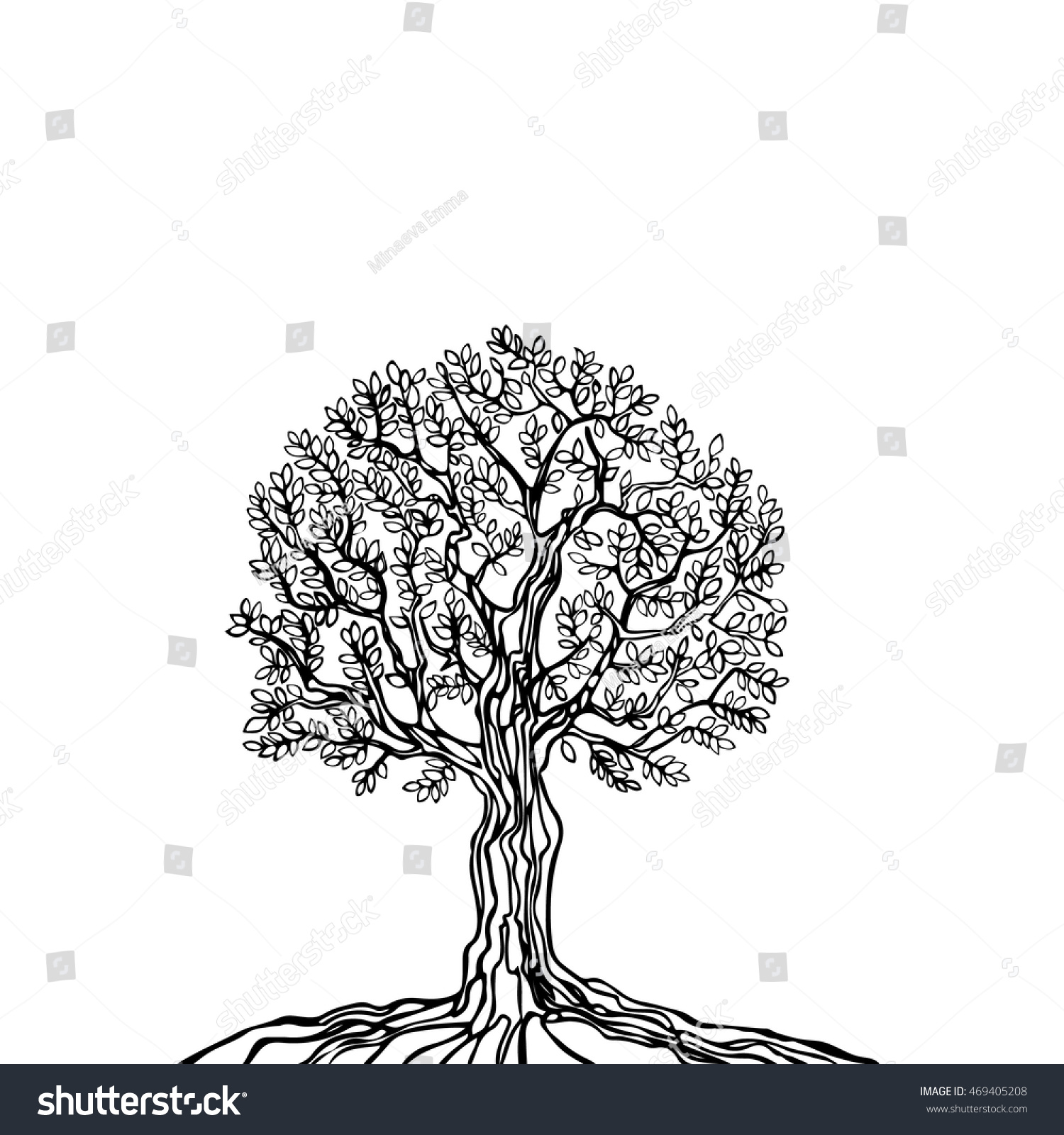 Black White Outline Tree Roots Icon Stock Vector (Royalty Free) 469405208