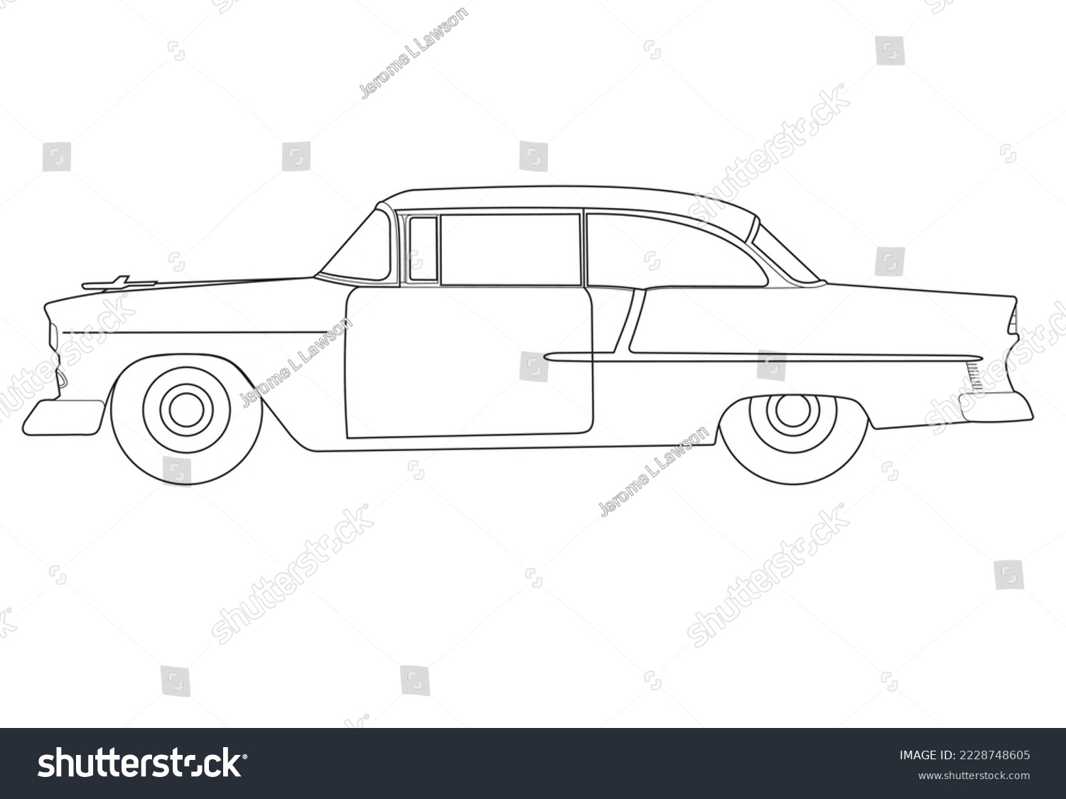 SVG of Black and White outline of antique coupe svg