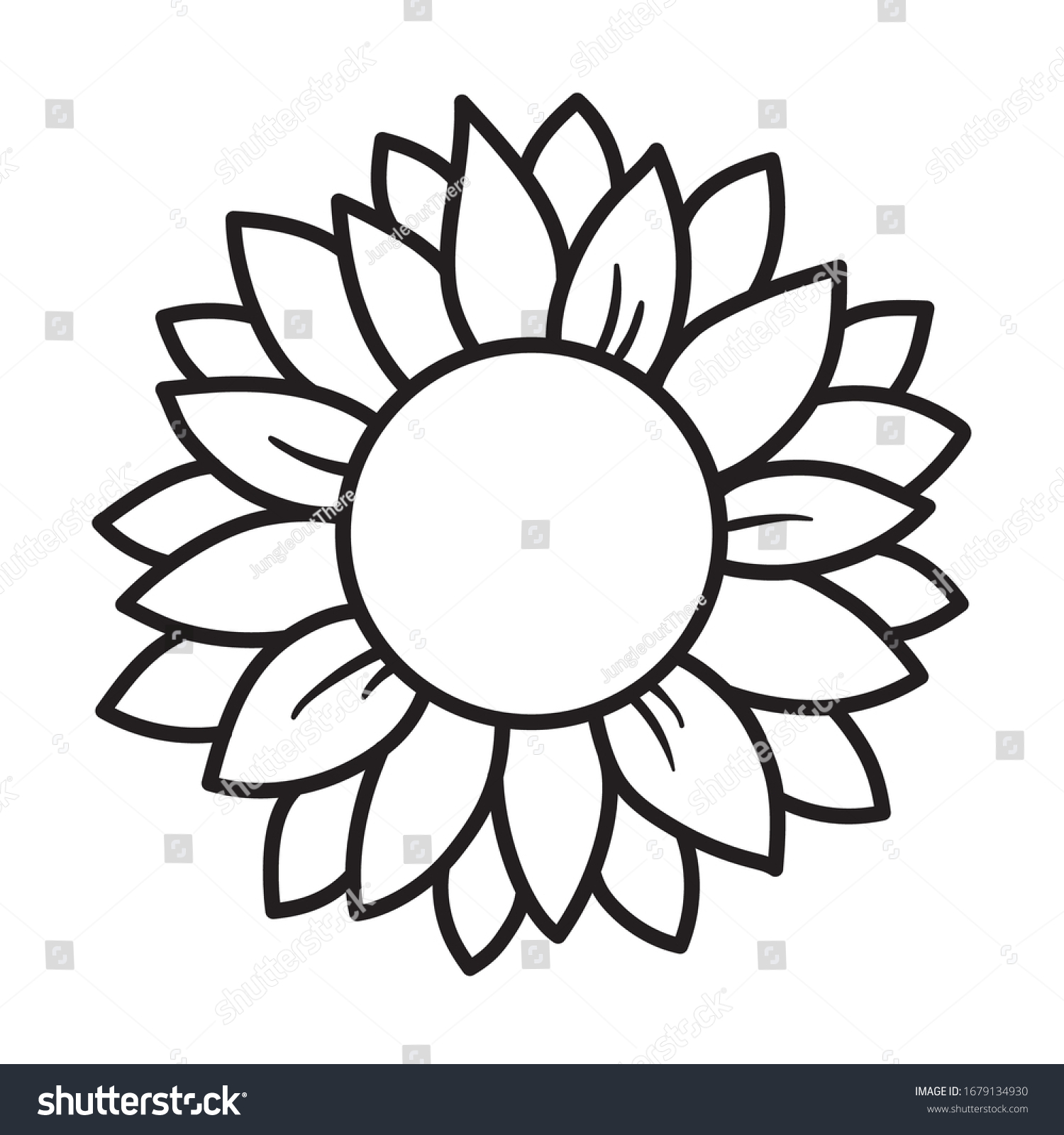 Black White Outlined Sunflower Round Frame Stock Vector (Royalty Free ...