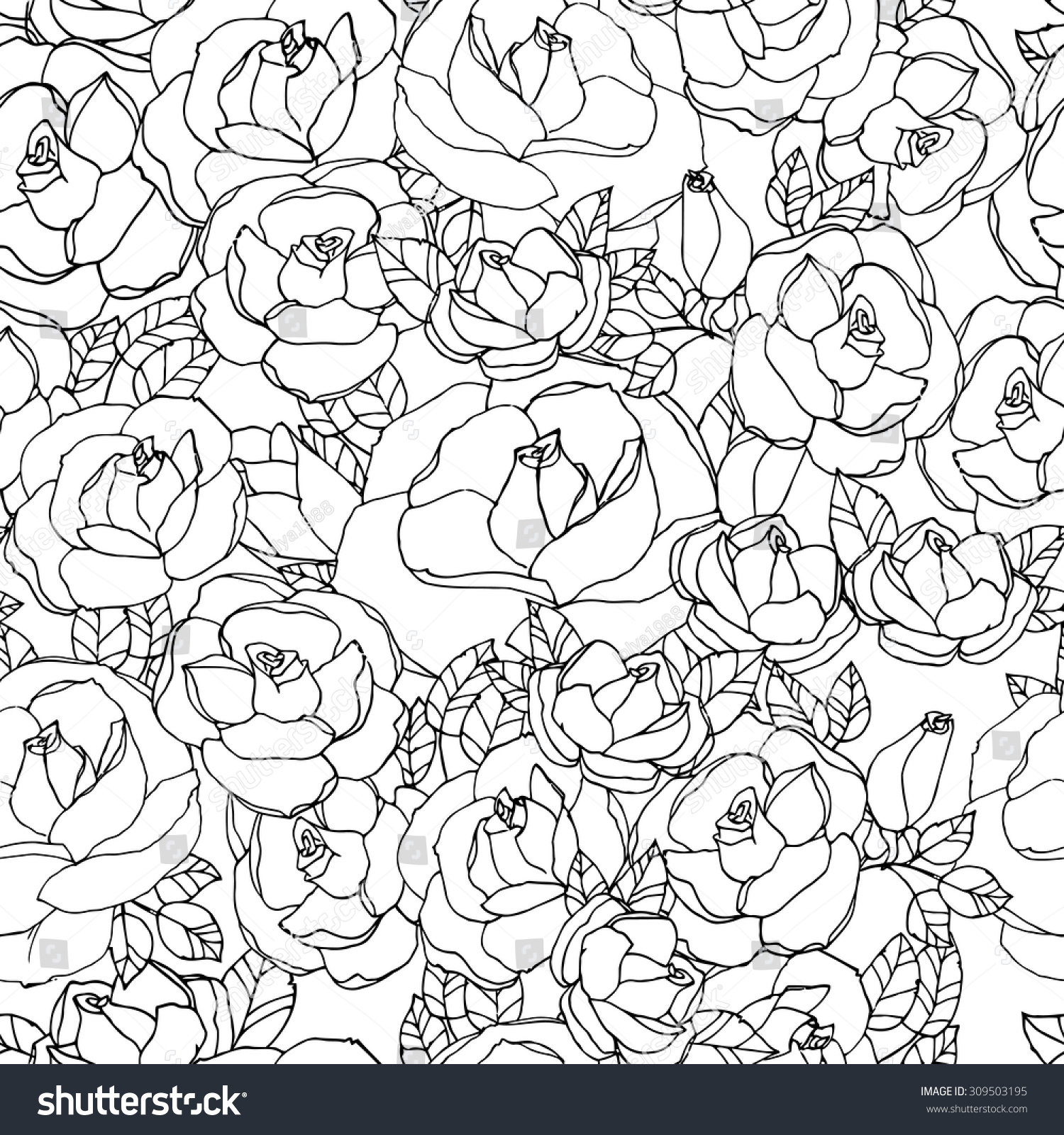 Black White Pattern Made Rose Flowers Floral Stock Vector (Royalty Free ...