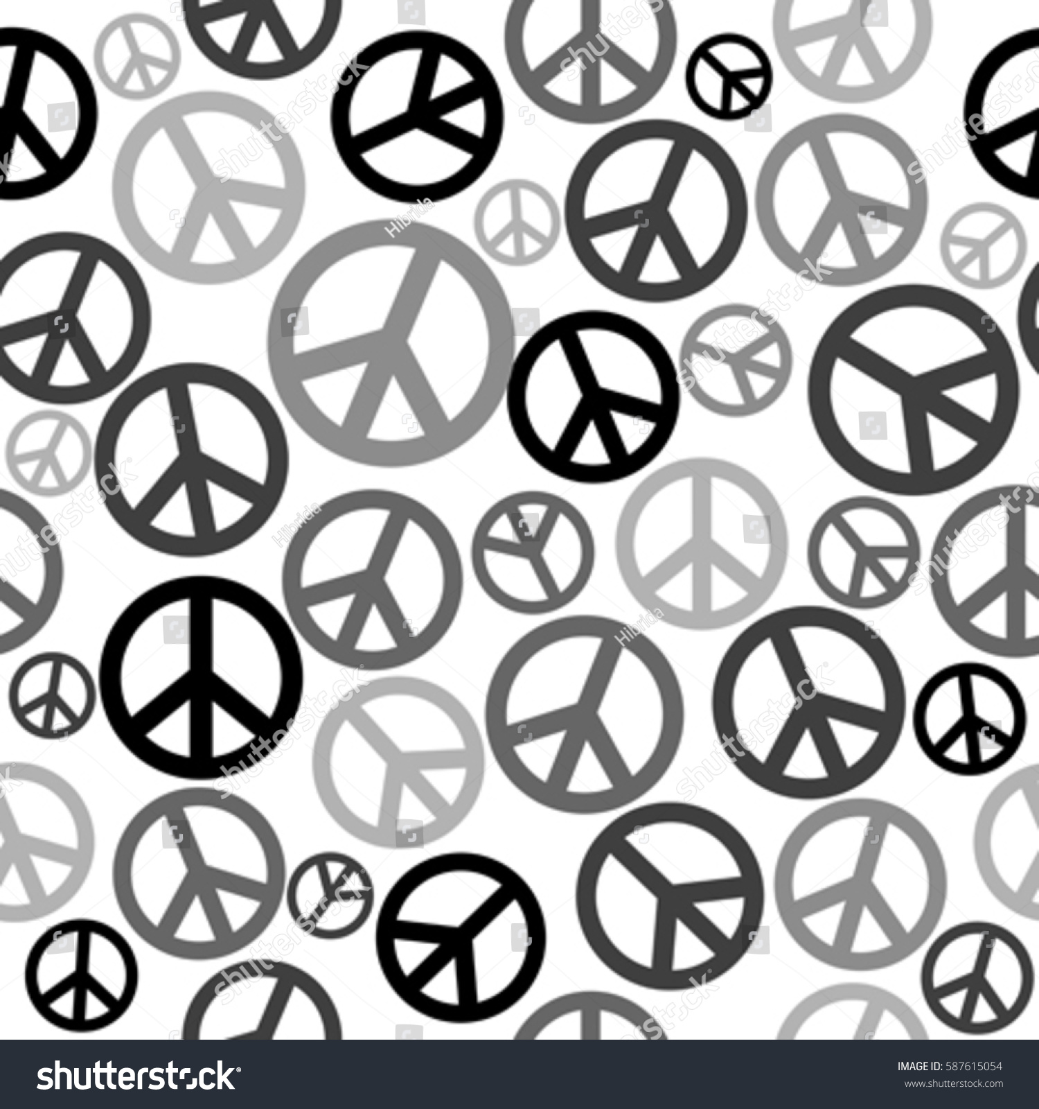 Black White Peace Sign Seamless Background Stock Vector (Royalty Free ...