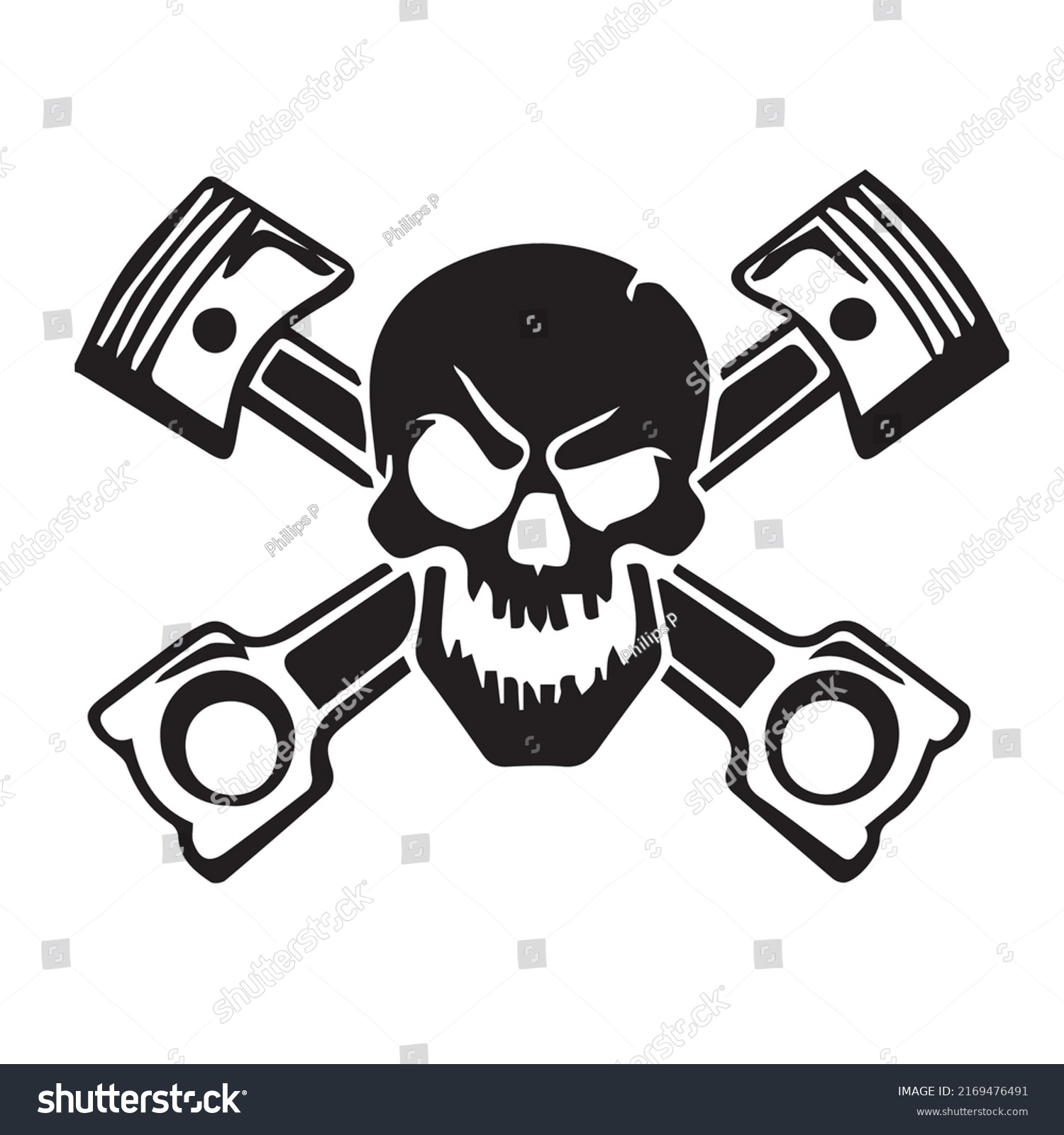 Black White Piston Skull Sticker Decal Stock Vector (Royalty Free ...