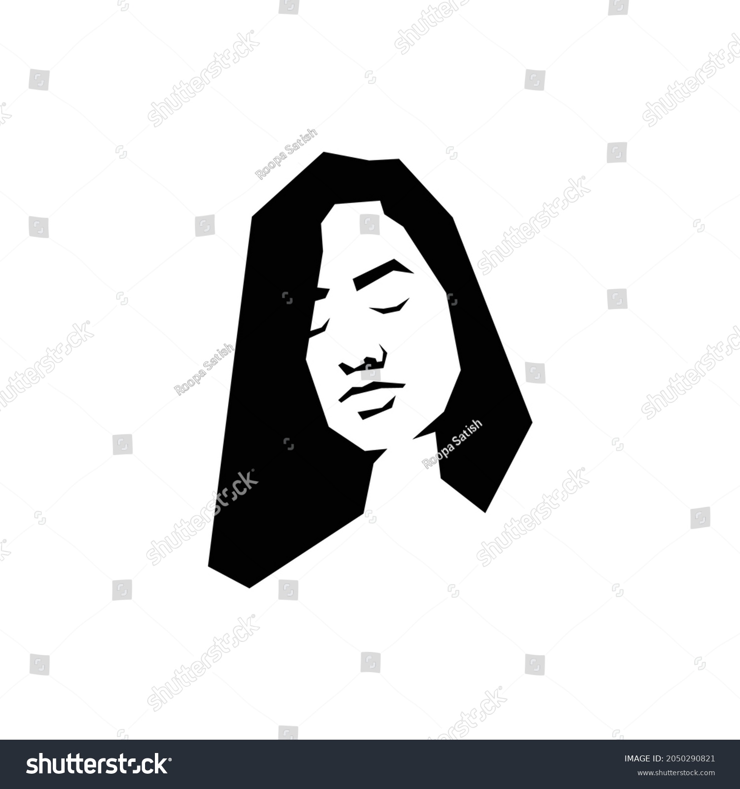 Black White Portrait Indian Woman Stock Vector (Royalty Free ...