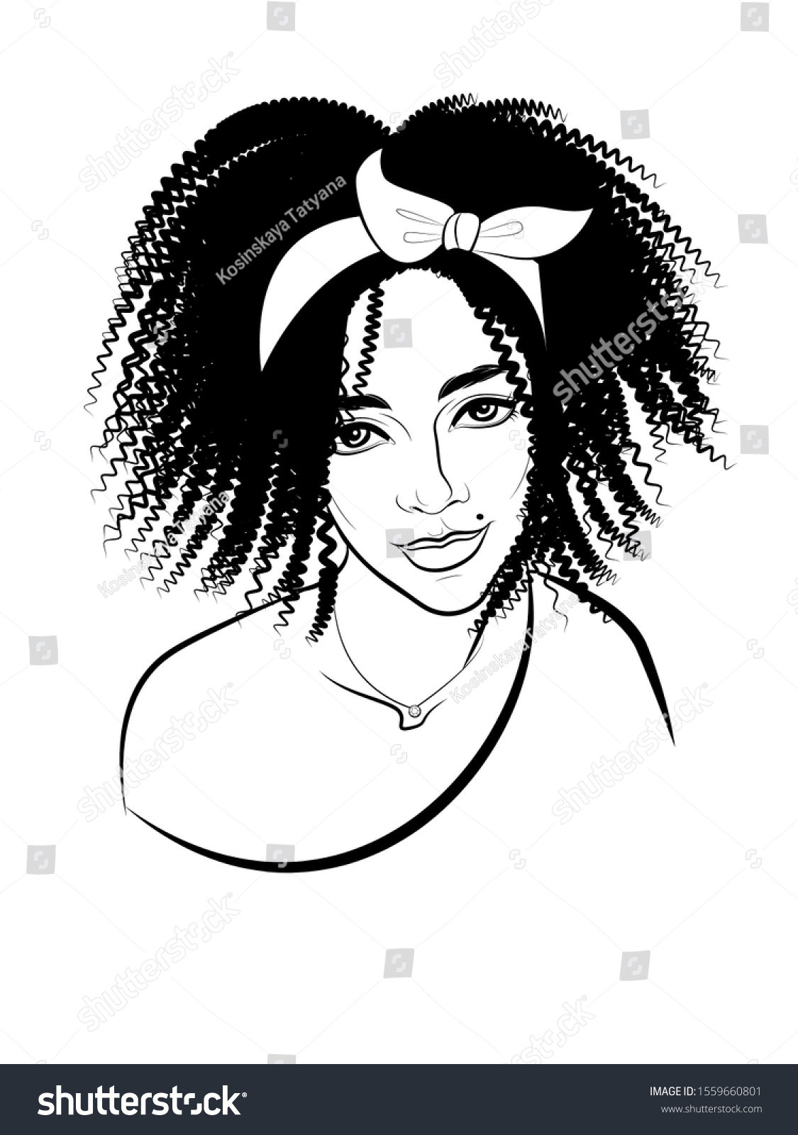 Black White Print Depicting Beautiful Girl Stock Vector Royalty Free 1559660801 Shutterstock 6209