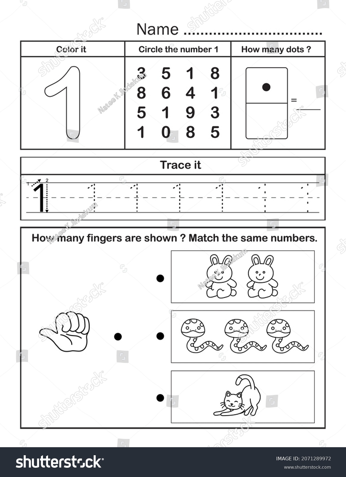 count and write number names worksheet black and white