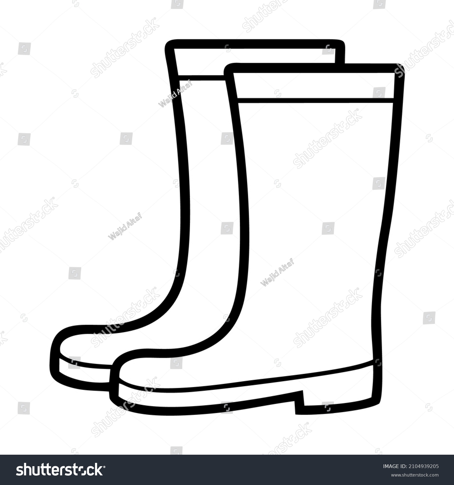 Black White Rain Boots Clipart Stock Vector (Royalty Free) 2104939205