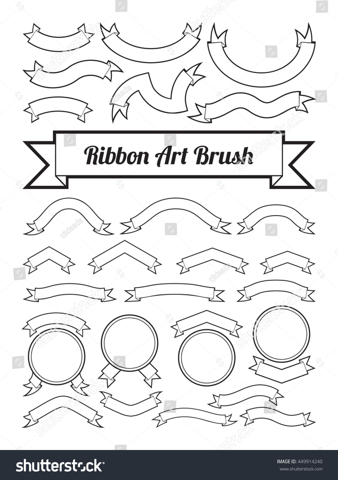 Black White Ribbon Art Brush Text Stock Vector Royalty Free