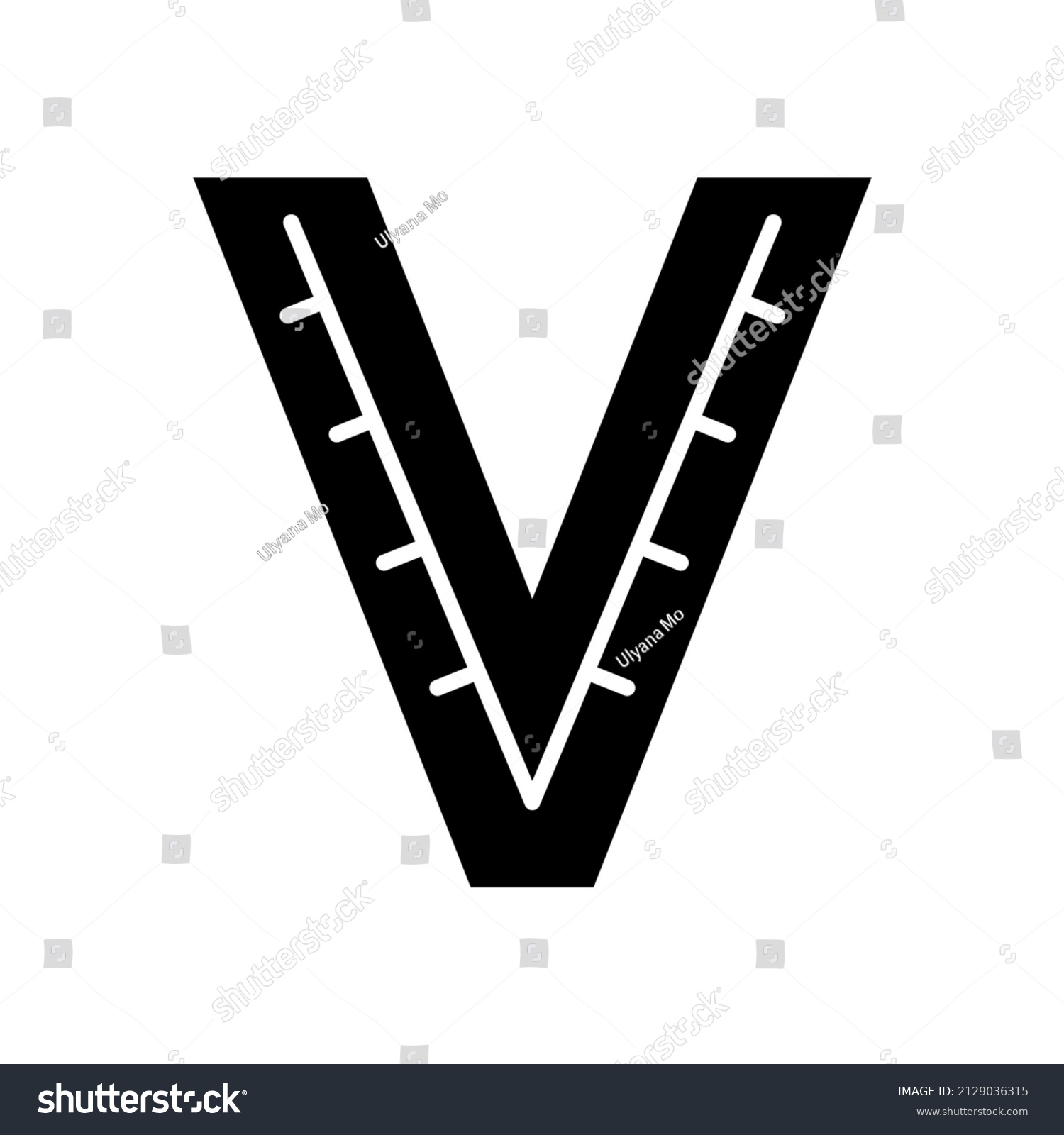 Black White Scandinavian Ornate Letter V Stock Vector (Royalty Free ...