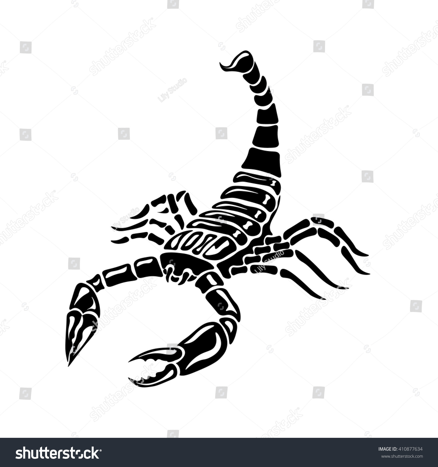 Black White Scorpion Tattoos Zodiac Sign Stock Vector Royalty Free
