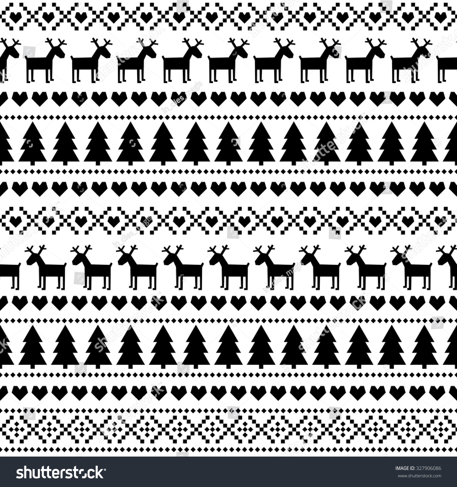 Black And White Seamless Christmas Pattern, Card - Scandinavian Sweater ...