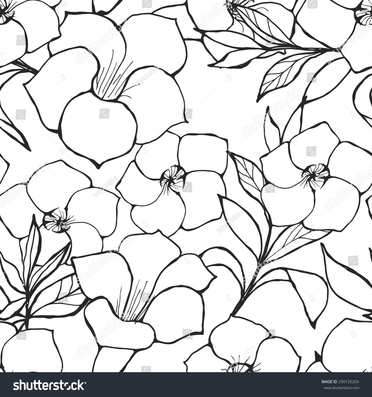 Black White Seamless Floral Pattern Vector Stock Vector (Royalty Free