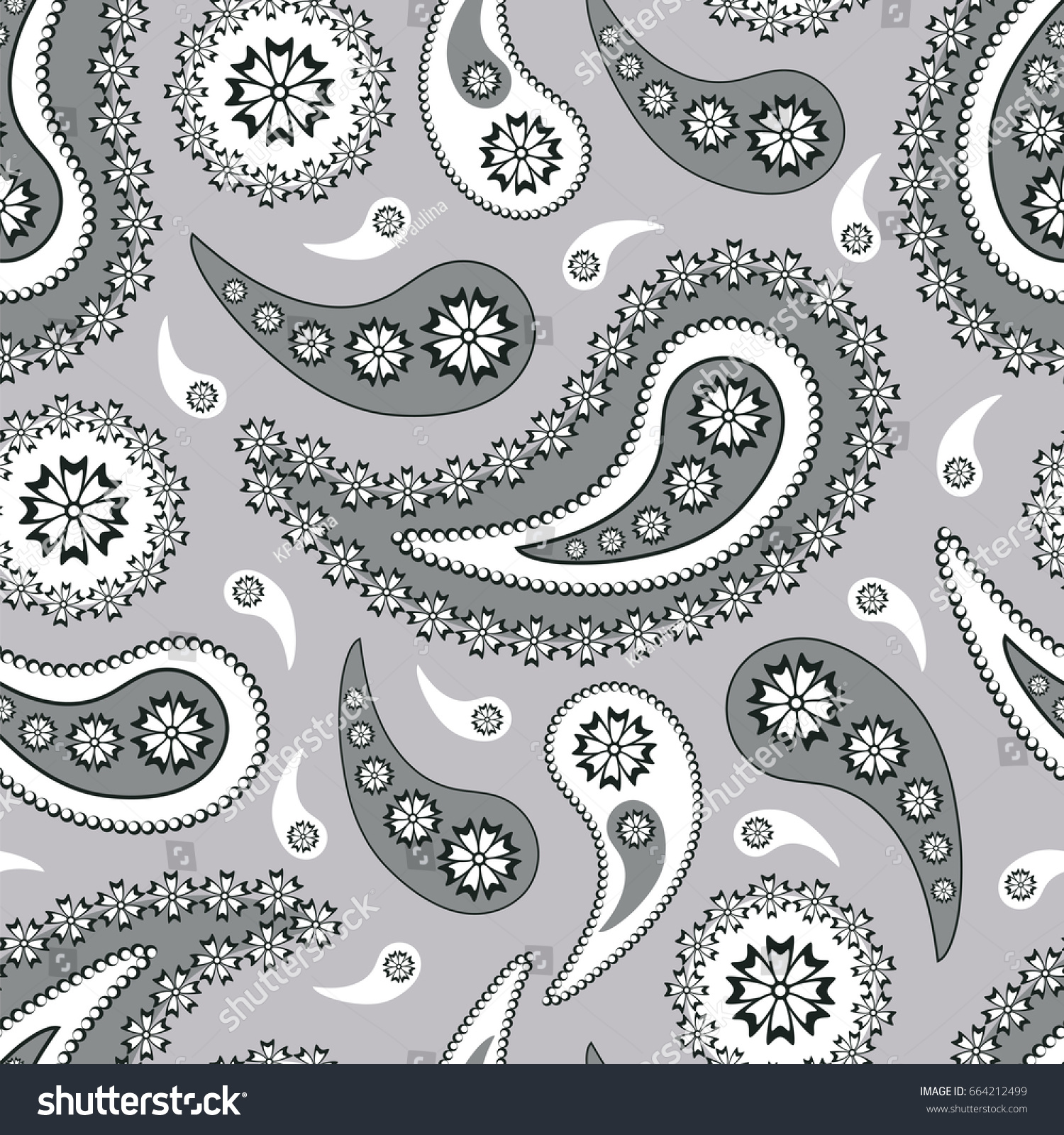 Black White Seamless Paisley Pattern Vector Stock Vector (Royalty Free ...